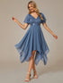 Elegant V-Neck Chiffon Evening Dress Featuring Short Sleeves