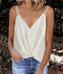 Elegant V-neck Sling Tank Top with Solid Color
