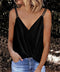 Elegant V-neck Sling Tank Top with Solid Color