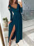 Elegant V-Neck Solid Strapless Long Sleeve Dress