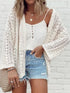 Elegant White Crochet Knit Open Front Cardigan
