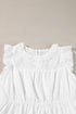 Elegant White Hollow Flutter Mini Dress