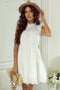Elegant White Hollow Flutter Mini Dress