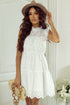 Elegant White Hollow Flutter Mini Dress