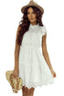Elegant White Hollow Flutter Mini Dress