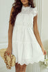 Elegant White Hollow Flutter Mini Dress