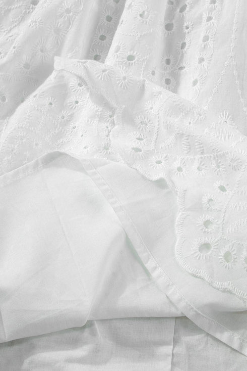 Elegant White Hollow Flutter Mini Dress