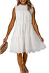Elegant White Hollow Flutter Mini Dress