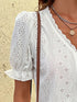 Elegant White V Neck Short Sleeved Blouse