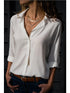 Elegant Women's Business Blouse Shirt in Blue, Yellow, and Gray