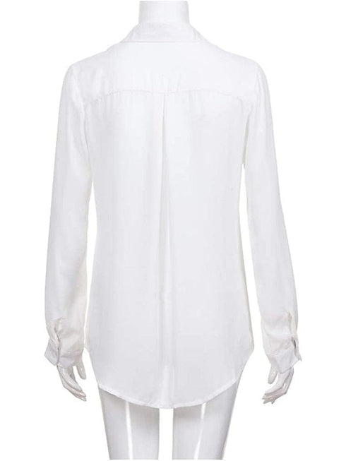 Elegant Women's Business Blouse Shirt in Blue, Yellow, and Gray