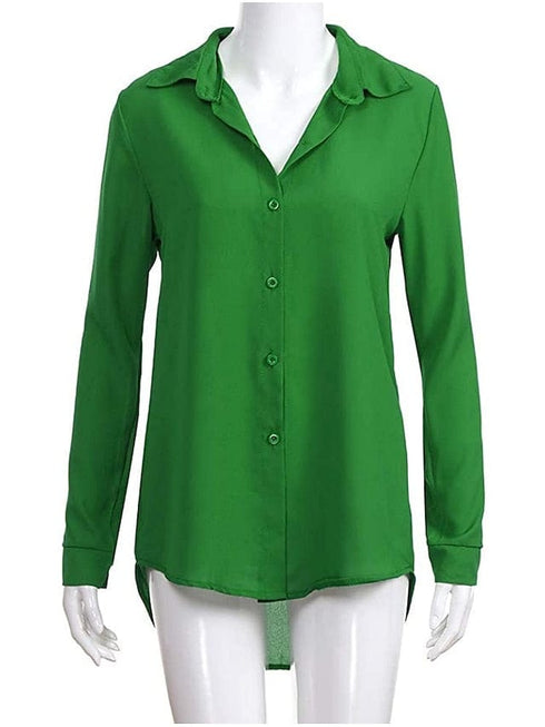 Elegant Women's Business Blouse Shirt in Blue, Yellow, and Gray