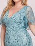 Enchanting Plus Size V Neck Mermaid Sequin & Tulle Evening Gown
