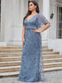 Enchanting Plus Size V Neck Mermaid Sequin & Tulle Evening Gown