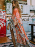 Ethnic Tribal Pattern Contrast Trim Loose Swim Robe Beach Cover Up Coat