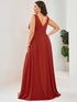 Evening Elegance Plus Size V-Neck Empire Waist High Slit Dress