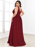 Evening Elegance Plus Size V-Neck Empire Waist High Slit Dress