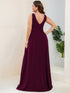 Evening Elegance Plus Size V-Neck Empire Waist High Slit Dress