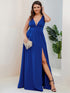 Evening Elegance Plus Size V-Neck Empire Waist High Slit Dress