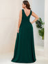 Evening Elegance Plus Size V-Neck Empire Waist High Slit Dress