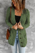 Green Front Pocket and Buttons Closure Cardigan
