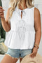 White Plus Size Solid Color Bow Tie Peplum Tank Top