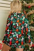 Green Festive Bow Print Long Sleeve Shirt and Pajama Short Set