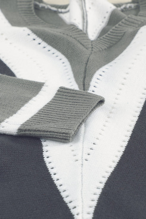 zip-up-v-neck-striped-sweater