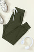 Moss Green Drawstring Elastic Waistband Pocketed Joggers