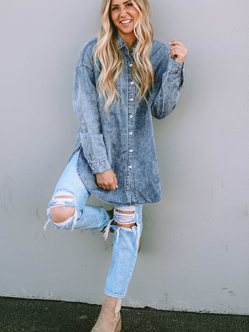 casual-elastic-belt-cuffed-sleeve-denim-hooded-jackets