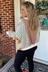 Pink Striped Color Block Patchwork Exposed Seam Oversize Long Sleeve Top