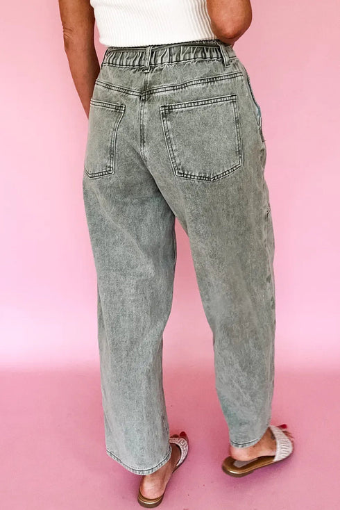 Gray Back Track Barrel Pant _ Pleated Boutique _ Trendy Women's Fashion