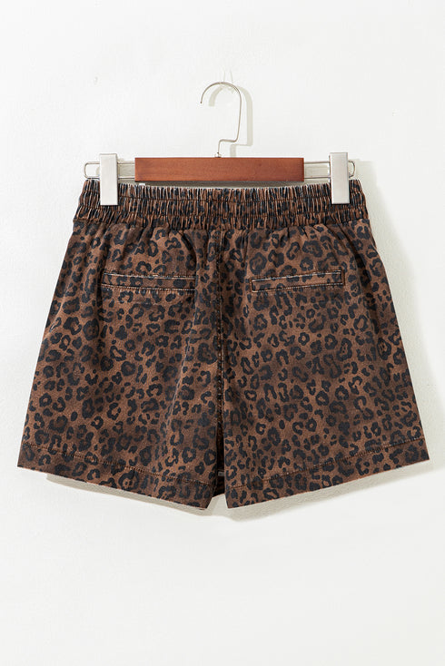 leopard denim skort