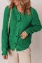 Dark Green Chunky Buttoned Front Round Neck Cardigan Sweater