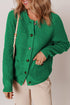 Dark Green Chunky Buttoned Front Round Neck Cardigan Sweater