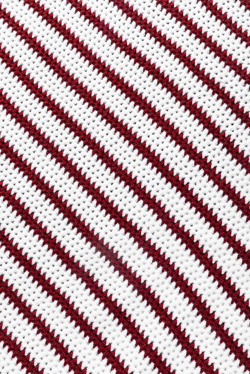 Fiery Red Striped Knit Split Hem Baggy Sweater