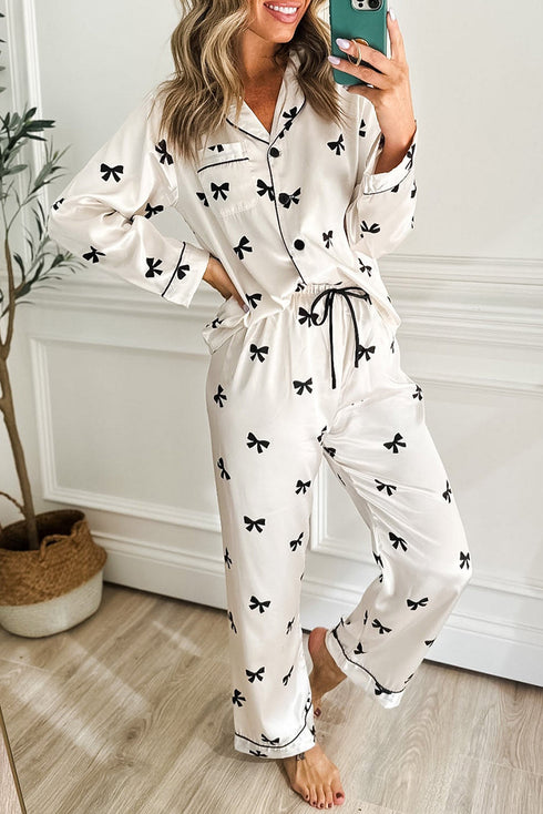 bow print pajama set