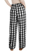 Black Checkered Print Double Pocketed Drawstring Casual Pants