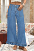 Ashleigh Blue Plus Size Elastic Waist Ruffled Wide Leg Denim Pants