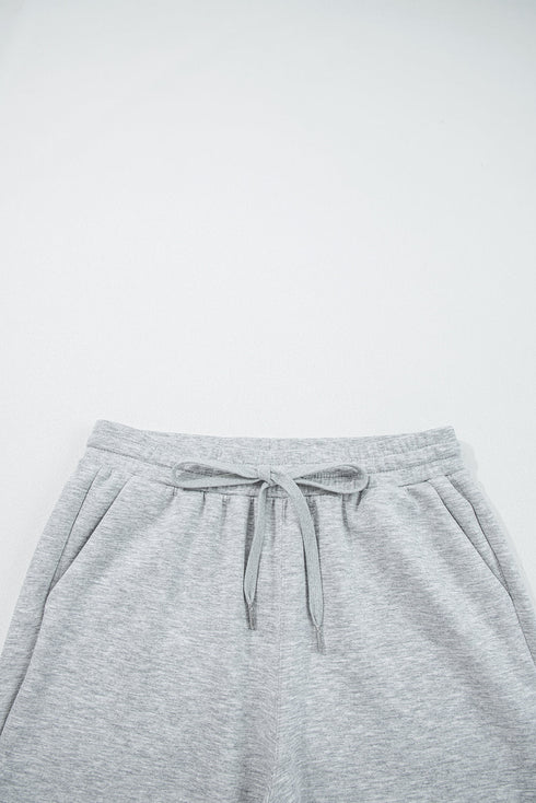 Light Grey Zip Collar Long Sleeve Top Drawstring Pants Set