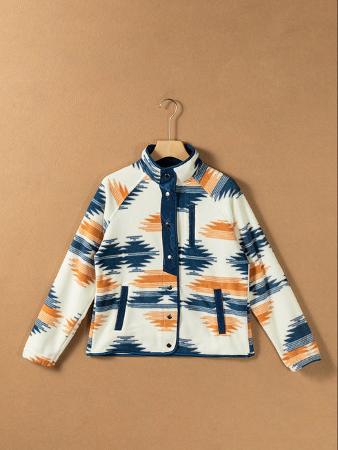 multicolour-western-aztec-snap-buttoned-fleece-jacket