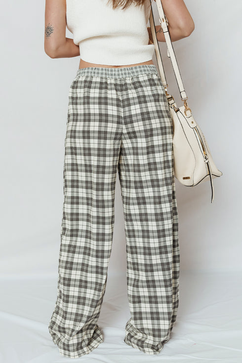 plaid wide leg pants