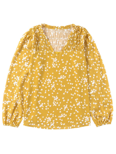 yellow-split-neck-fall-printed-crinkled-blouse