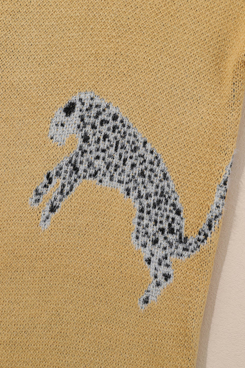 camel-fuzzy-cheetah-accent-round-neck-sweater