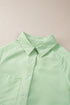 Grass Green Striped Shirred Cuff Buttoned Loose Fit Shirt