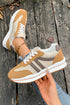 Brown Varsity Color Block Patchwork Lace-up PU Leather Sneakers