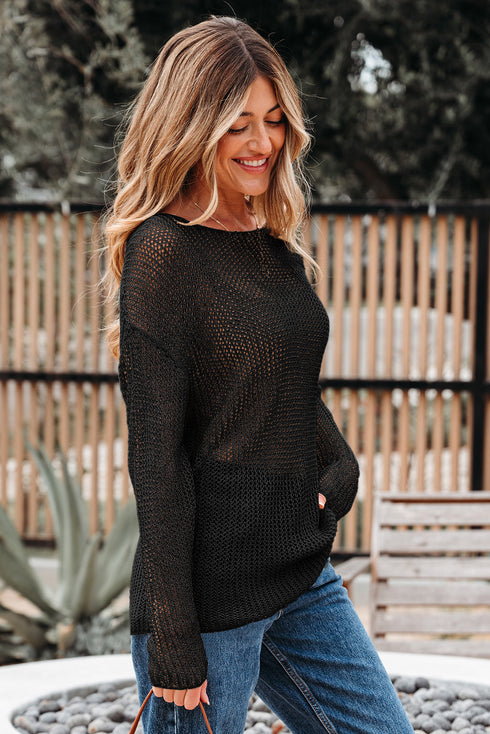 black crochet sweater
