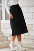 Black Front Slit Shift High Waist Midi Skirt