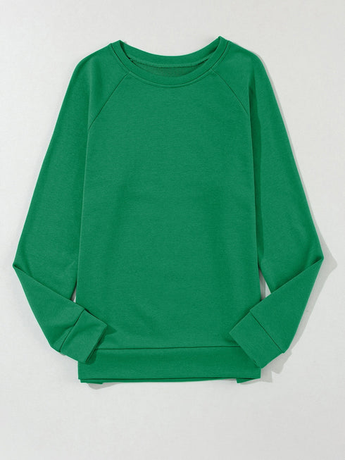 green-solid-round-neck-raglan-sleeve-sweatshirt