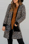 Black Leopard Patched Pocket Open Front Cardigan